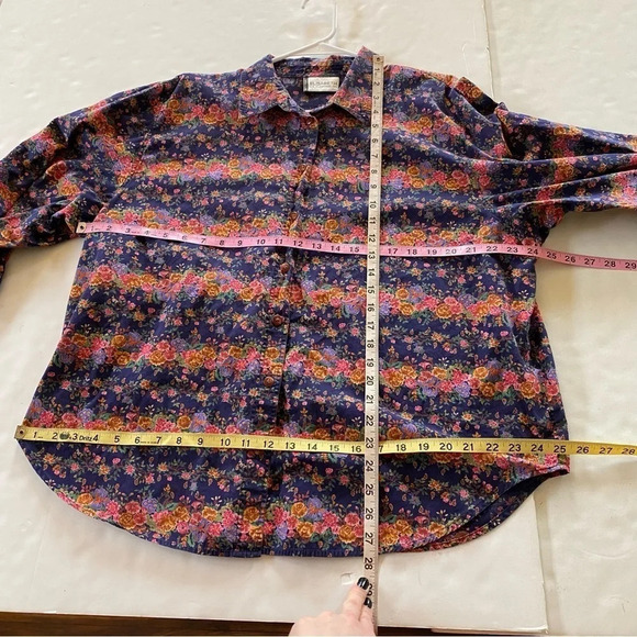 Vintage 90s Farmhouse Floral Button Down Blouse Shirt - Picture 7 of 9